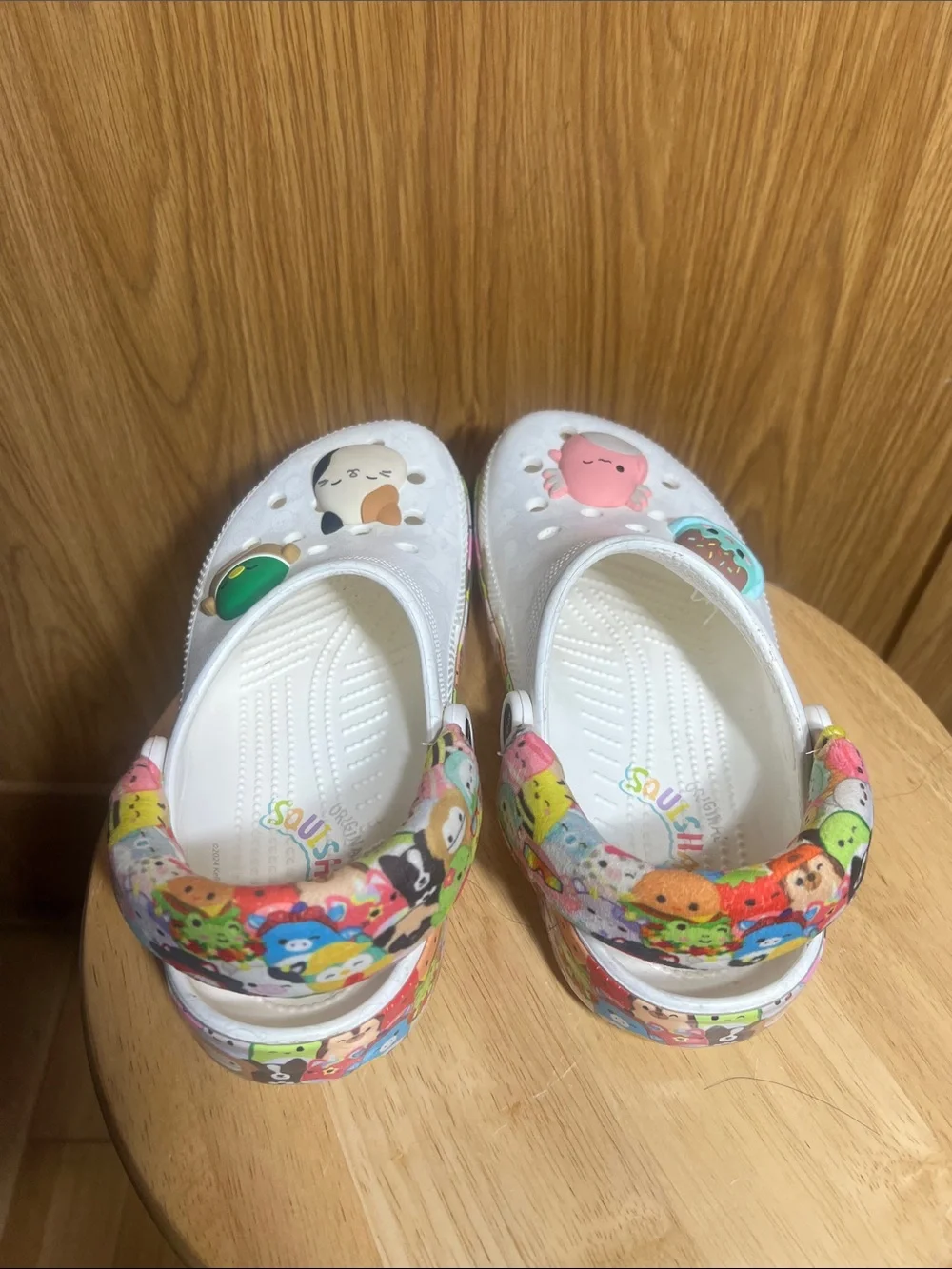 CROCS White Kids Clogs with Colorful Cartoon Charms